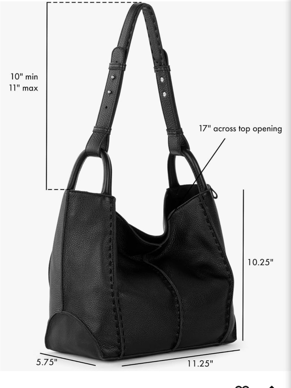 The Sak Los Feliz Black Leather Medium Slouchy Tote Shoulder Bag - Picture 6 of 12